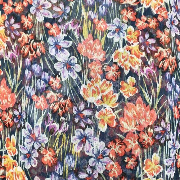 MISA Los Angeles Dress Womens Small Navy Floral Ruffle Long Sleeve Boho Mini USA - Picture 7 of 14